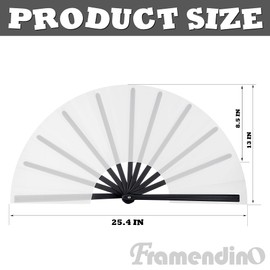 Framendino, 2 Pack Sublimation Folding Hand Fan Blanks Heat Transfer Handheld Fans Foldable for Party Wedding Performance (Black)