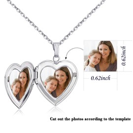 YOUFENG Love Heart Locket Necklace that Holds Pictures Polished Lockets Necklaces Birthday Gifts