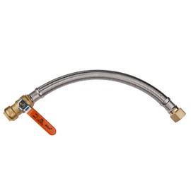 EFIELD 24-inch Push-fit Valve Flexible Water Heater Connector, 3/4 inch x 3/4 inch FIP, Push-to-Connect, Copper, Pex, CPVC, Braided Stainless Steel (24 Inch Length),(HOSE024)