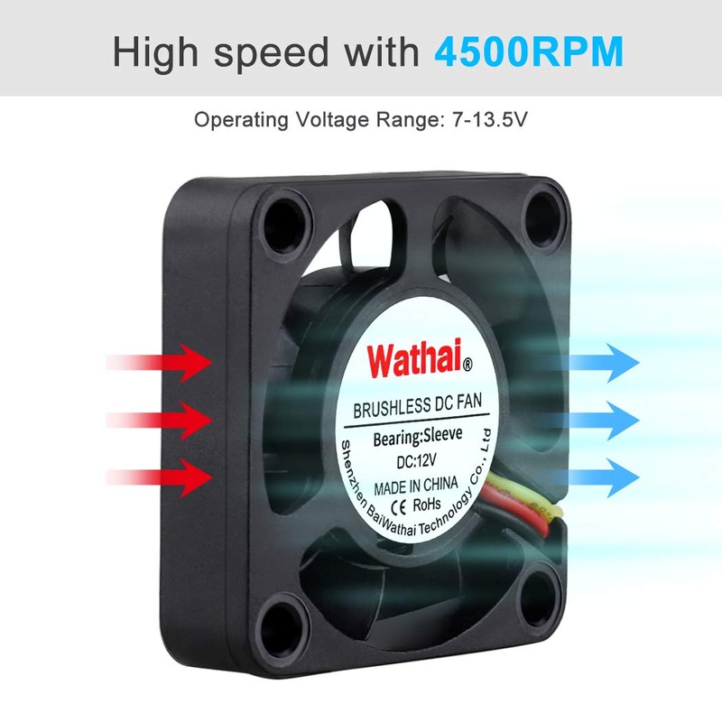 Wathai 40mm x 10mm DC Brushless Fan 12V 3Pin Cooling