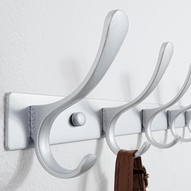 SKOLOO Coat Rack Wall Mounted - 6 Hooks, Heavy Duty,