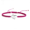 Sterling Silver Cubic Zirconia Double Heart Love Rose Pink Hand-Braided