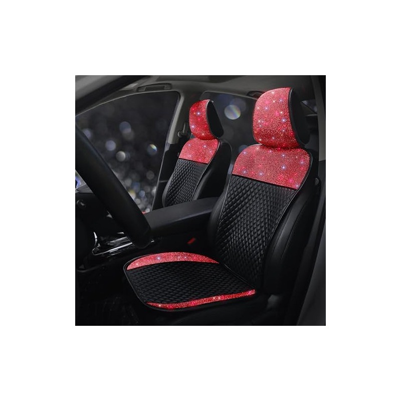 Pirador Sparkly Rhinestone PU Leather Car Seat Covers Front Seats
