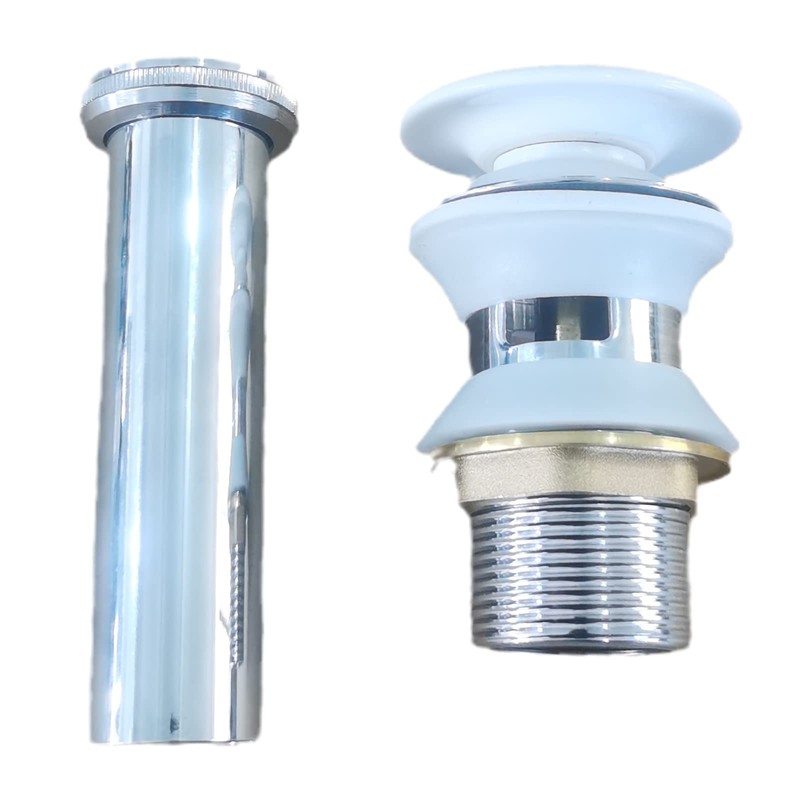 Universal Bathroom Sink Drain with Pop-Up,Overflow Hole,Ceramic White Cap &