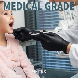 FINITEX - Black Nitrile Disposable Gloves, 5mil, Powder-free, Medical Exam Latex-Free 100 PCS For Cleaning Food Glove (XX-Large (Pack of 90))