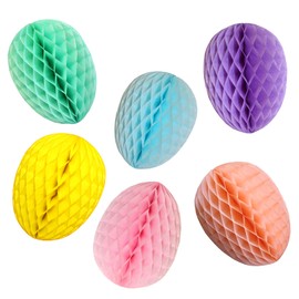 6-Pack Assorted Color 9 Inch Honeycomb Paper Easter Egg Party Decoration (Bright Pastel)
