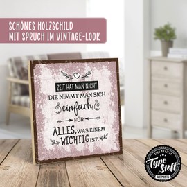 TypeStoff Wooden Sign with Saying - Time - Vintage Look with Quote as Gift and Decoration on Motivation - HS-01228
