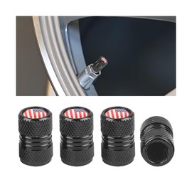 Zpana Ameican Flag Car Tire Valve Stem Caps, 4PCS Aluminum Alloy Vehicle Wheel Valve Protection Cover, Patriotic Auto Tyre Air Protector, Universal for Truck, Bicycle, Motorcycle (Black/Multicolor)