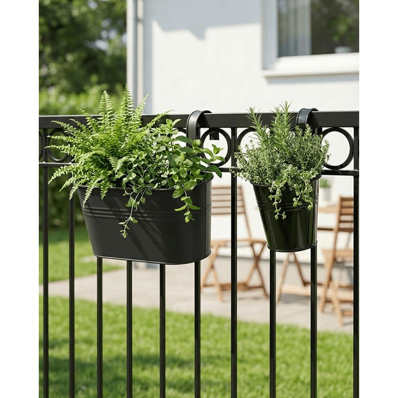 vensovo 8 Pcs Metal Railing Planters Set, 10.8" Oval &