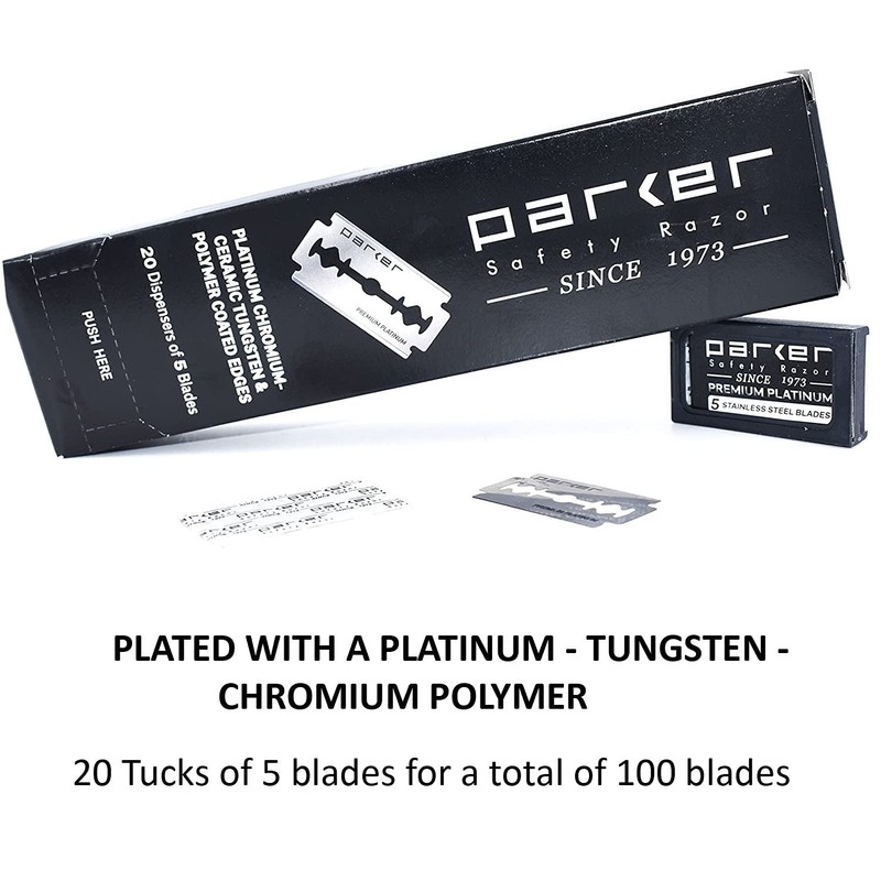 Parker T-Shaped Razor Replacement Blades (Double-edged Replacement Blades, 5 Pieces