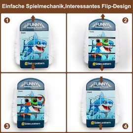 Rotating 3D Puzzle 16 Pieces Flip Pattern Activity for Children on Airplane Activity Children Car Driving Gifts for Boys and Girls 4 5 6 Years (Sea Life)