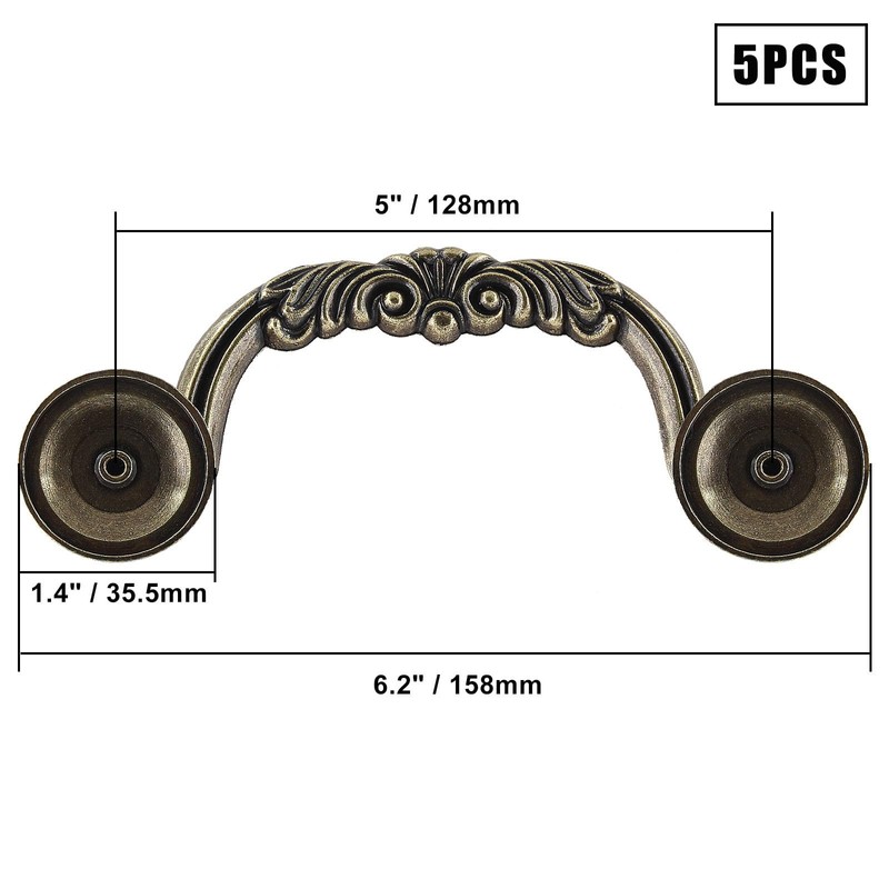 Jersvimc 5 Piece Drop Drawer Handles 5 Inch(128mm) Hole Centers