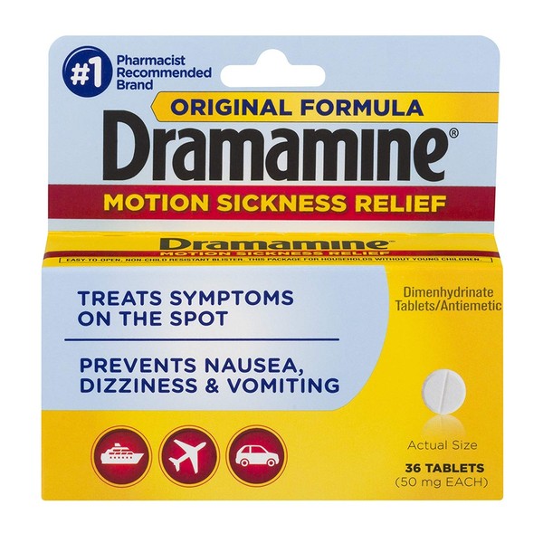 Dramamine Motion Sickness Relief Tablets Original Formula - 36 ct, Pack of 6