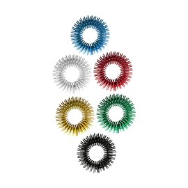 Baluue 6Pcs Finger Massage Rings Acupressure Rings for and Hand Therapy Fidget for Finger Strengthening Red Blue Green Silver Black 1 Each