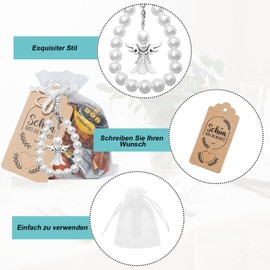 Guardian Angel Pendants, Pack of 24 Guardian Angel Keyrings, Wedding Christening Pendant for Christmas, Wedding, Party Gifts, Communion Thank You Gifts (White)