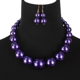 KOSMOS-LI Retro Big Faux Pearl Collars Necklace For Women