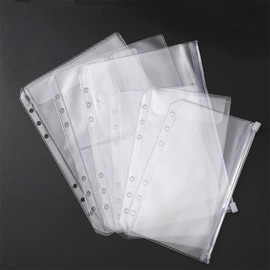 12 Pcs B5 Binder Pockets Document Wallet, Translucent 9-Hole Plastic Data Bag Folder Organizer Waterproof PVC Loose Leaf Bags for Files Notebooks Cards