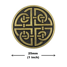 Bezelry 10 Pieces Celtic Shield Knot Metal Shank Buttons. 25mm (1 inch) (Antique Brass)