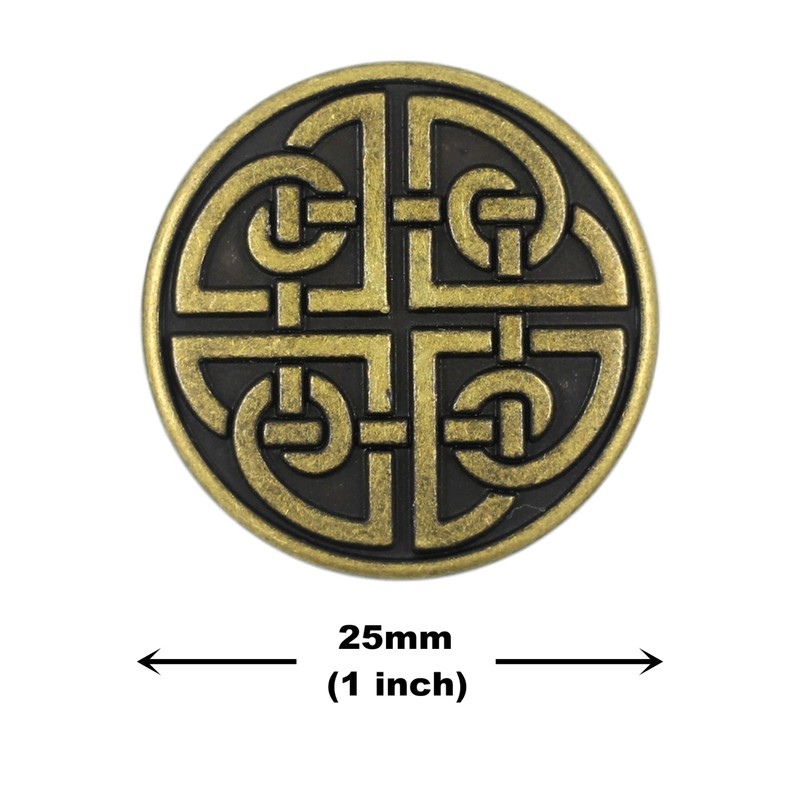 Bezelry 10 Pieces Celtic Shield Knot Metal Shank Buttons. 25mm