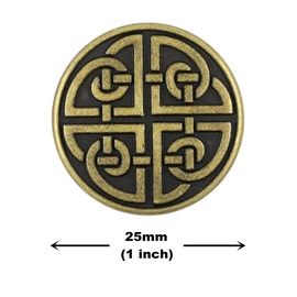 Bezelry 10 Pieces Celtic Shield Knot Metal Shank Buttons. 25mm (1 inch) (Antique Brass)