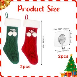 Raveparty Knitted Christmas Stockings, Large Christmas Stocking, Stockings Christmas with 2 Pcs Hook Up for Christmas Party Decorations (Style 2)