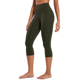 CRZ YOGA Womens Butterluxe High Waisted Lounge Leggings 19 Inches - Workout Buttery Soft Capris Yoga Pants Olive Green Medium