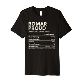 Bomar, Alabama Proud Nutrition Facts Premium T-Shirt