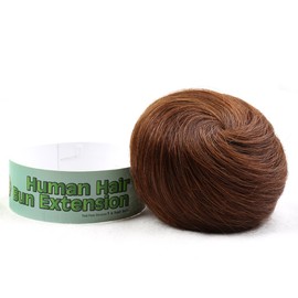 Bella Hair 100% Human Hair Bun Extension Donut Chignon Hairpieces for Both Women and Men Instant Up-Do Fake Bun Scrunchies (#4 Chocolate Brown/Dark Golden Brown)