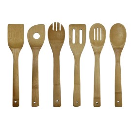 Bamboo Cooking Utensil Set 6 Piece Sustainable Kitchen Tools For Healthy Eco Friendly Culinary UseSKU: KT1286