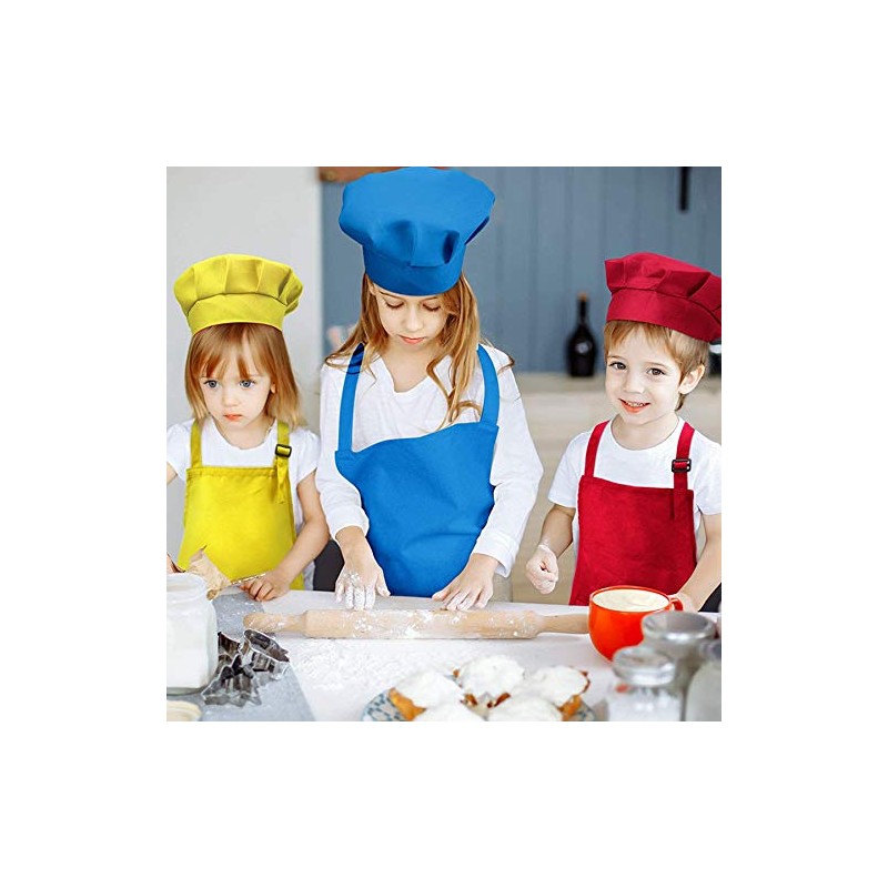 Falygda 4 Children's Apron and Chef Hat Sets, Adjustable, with