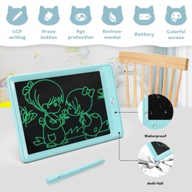 Bravokids Toys for 3-6 Years Old Girls Boys, LCD Writing Tablet 10 Inch Doodle Board, Electronic Drawing Pads, Birthday Gift for Kids Toddler (Monochrome Blue)