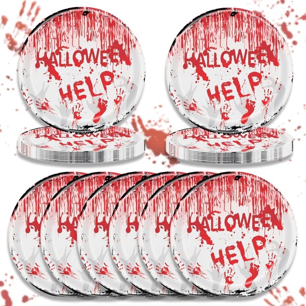 Halloween Bloody Party Supplies Tableware Set - 24Pcs 7Inch Zombie