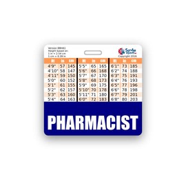 Pharmacist Badge Buddy Horizontal w/Height & Weight Conversion Charts (Standard, Navy)
