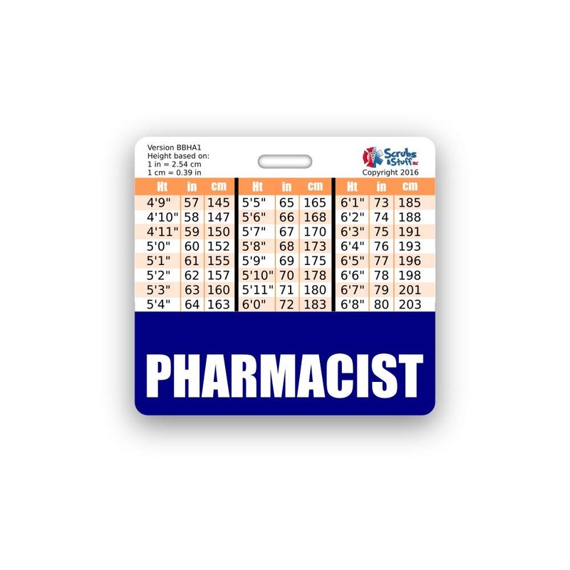 Pharmacist Badge Buddy Horizontal w/Height & Weight Conversion Charts (Standard,