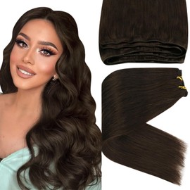 Sunny Hair Weft Hair Extensions Human Hair Sew in Hair Extensions Human Hair Straight Hair Extensions for Women Real Human Hair 14inch Darkest Brown