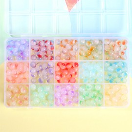 300 Pcs Round Glass Bead,Crystal Bracelet Making Kit,15 Colors 8mm Craft Imitative Jade Beads for Jewelry Making,Bracelet Glass Beads for Craft Gifts,Necklace,DIY Bracelet Jewelry Making (A)