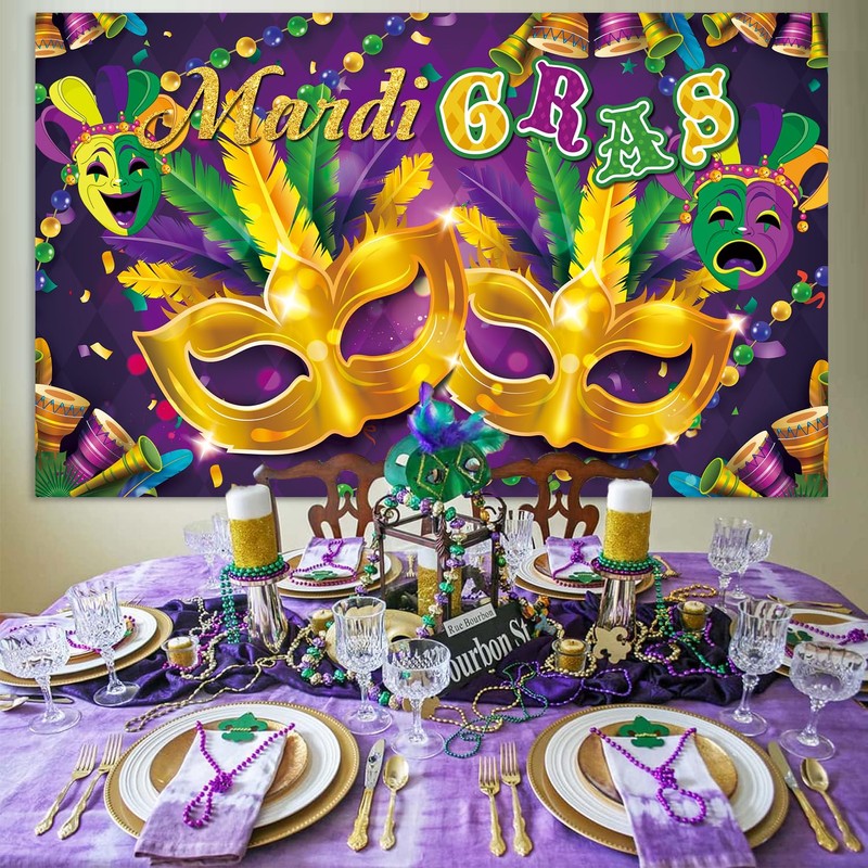 Mardi Gras Decorations, Mardi Gras Backdrop, Mardi Gras Banner, New