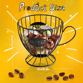 Coffee Pod Holder,Cup Pattern K Cup Holder Metal Coffee Capsule Holder Basket Espresso Pod Organizer for Home Office Decoration Bar Storage Container