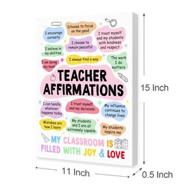 OTINGQD Teacher Daily Affirmations Canvas Wall Art,Inspirational Teacher Quotes Wall Decor,Teacher Office Wall Decor,Teacher Gifts