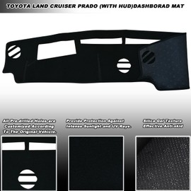 KEEGTBOX Dashboard Mat Cover Interior Center Console UV Rays Protector Compatible with Toyota Land Cruiser Prado 250 J250 LC250 2024 2025+ Dash Board Mat Carpet Accessories (with HUD)