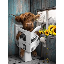 Mupmod Cross Stitch Kits for Adults - Cow Counted Cross Stitch Kits for Adults Beginners, 11CT Stamped Printed Patterns Cross Stitch Kits for Adults 12x16inch