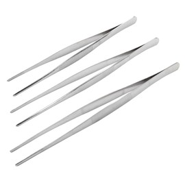 Auvotuis Stainless Steel Food Tweezers Kitchen Tweezers Tongs Set of 3, Cooking Tweezers Culinary Tweezers, Fine Chef Tweezers for Cooking Decorating Kitchen (8" 10" 12")
