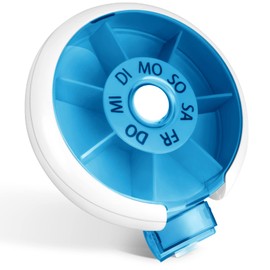 Opret Opret Tablettenbox 7 Tage klein Pillendose Klein Medikamentenbox 7 Tage Tabletten Wochenbox Pillenbox Tablettendose für Unterwegs Rund Blau