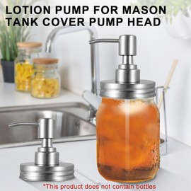 Mason Jar Pump Lid Soap Dispenser Pump Replacement Stainless Steel Lotion Soap Dispenser Lids with 3.9 Inch Tube and Gasket Leakproof Soap Dispenser Pump Replacement for Home Kitchen Bathroom