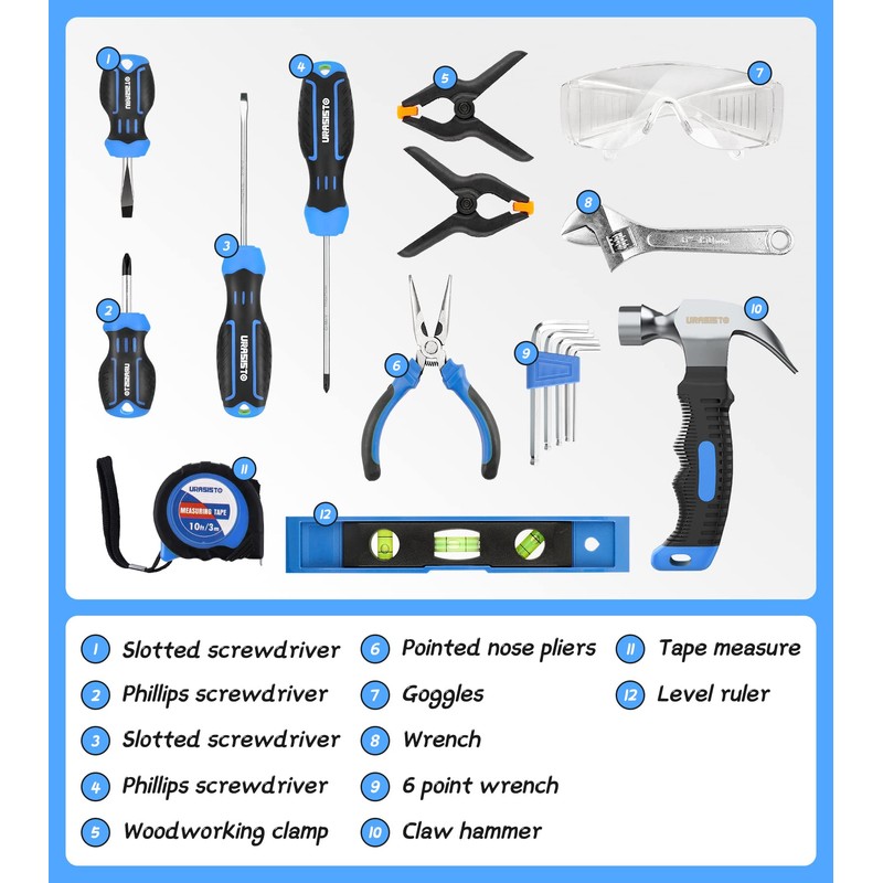 URASISTO 18-Piece Kids Tool Set with Tool Storage Bag, Junior