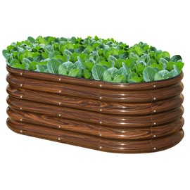 SnugNiture 4x2x1.5ft Raised Garden Bed Outdoor, 17" Tall Galvanized Metal Planter Box, Raised Garden Bed Kit for Planting Vegetables Plants Fruits, Brown