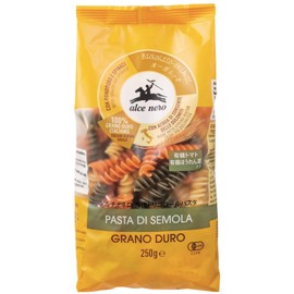 ALCE NERO(アルチェネロ) 有機 トリコロール フジッリ 250g (オーガニック イタリア産 3色パスタ ゆで時間11分)