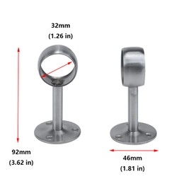Antrader 4-Pack Stainless Steel 1.26 Inch Dia Wardrobe Closet Rod Rail Support Shelf Pipe Holder Socket Bracket Silver Tone