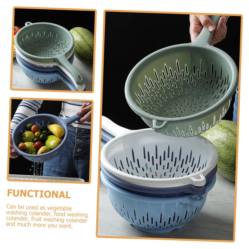 SOLUSTRE Plastic Colander Strainer Handle 4pcs Kitchen Utensils for Fruit