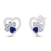 Heart and Round Cut Simulated Blue Sapphire Cat Puppy Paw